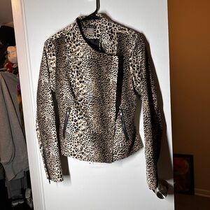 VENUS Animal Print Moto Style Long Sleeve Jacket